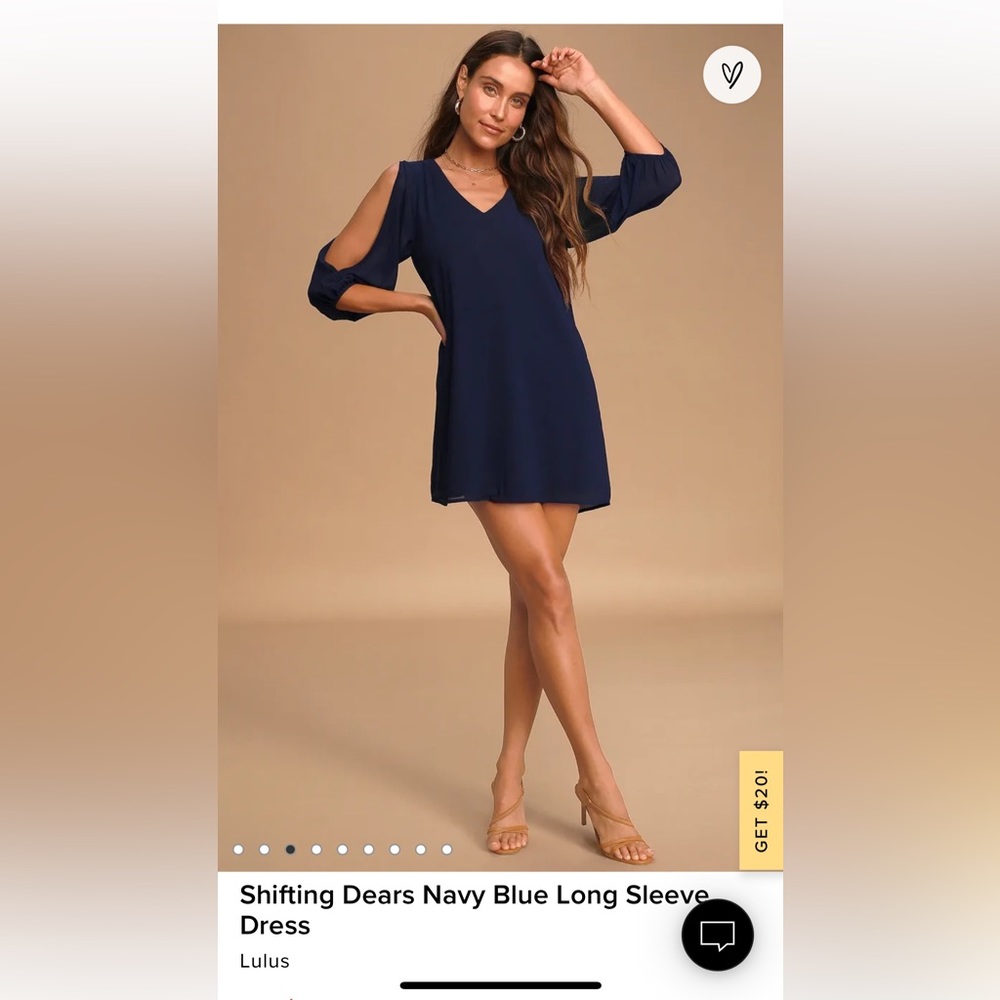 Lulus Shifting Dears Navy Blue Long Sleeve Dress size small